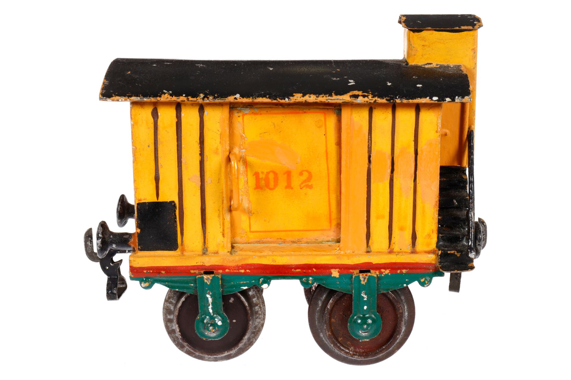 Märklin ged. Güterwagen 1804, Spur 1, uralt, HL, mit 2 ST, BRHh und Ringkupplungen, tw nachlackiert,