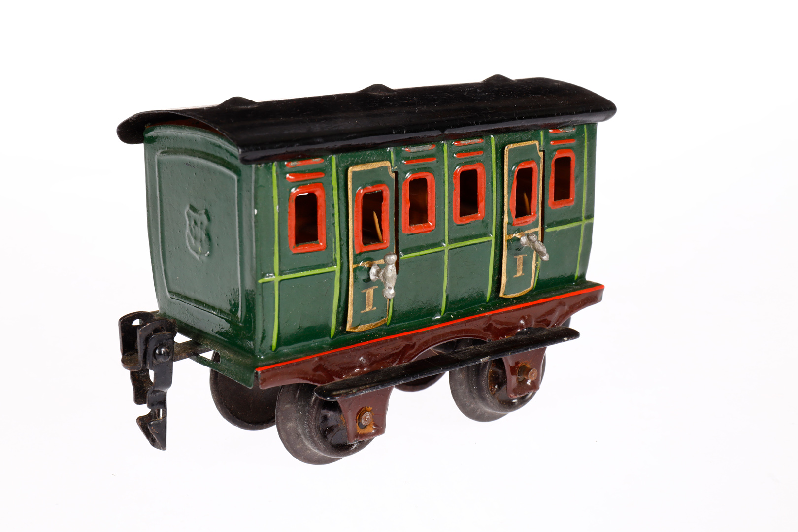 Märklin Abteilwagen 1806, Spur 0, uralt, HL, mit Inneneinrichtung und 4 AT, LS und gealterter - Image 3 of 4