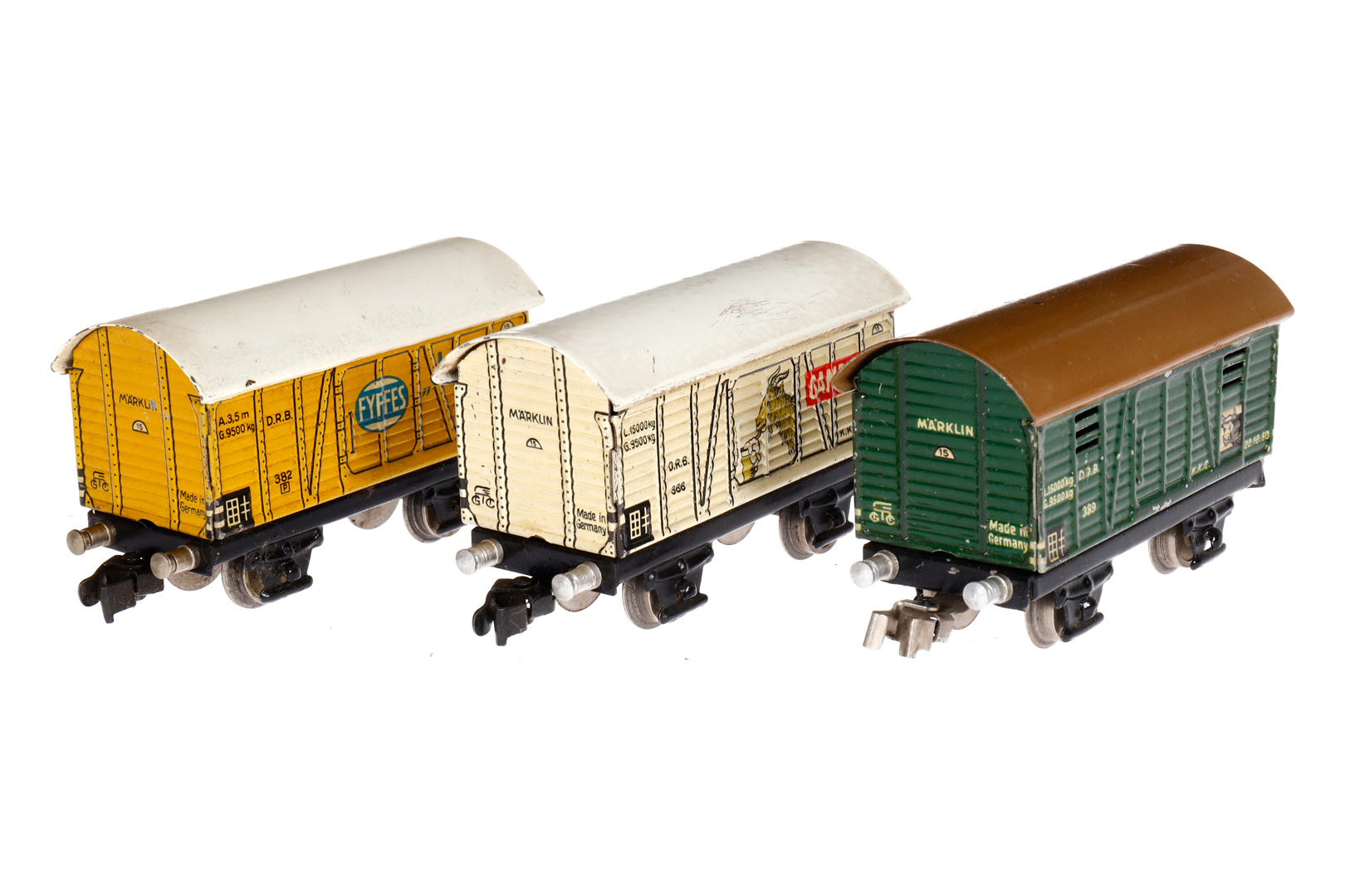 3 Märklin Güterwagen, Spur H0, Blech, mit Klauenkupplungen, LS, Z 3