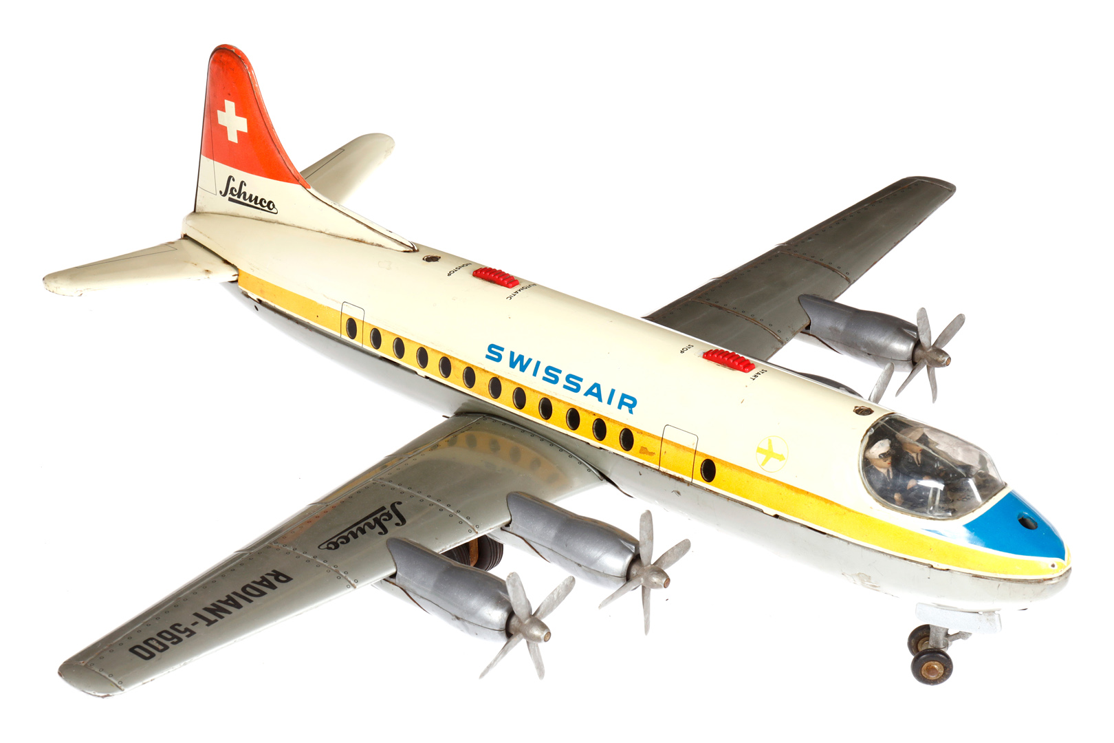 Schuco Radiant Flugzeug ”Swissair” 5600, batteriebetrieben, mit 2 Piloten, RS, L 40, Z 3