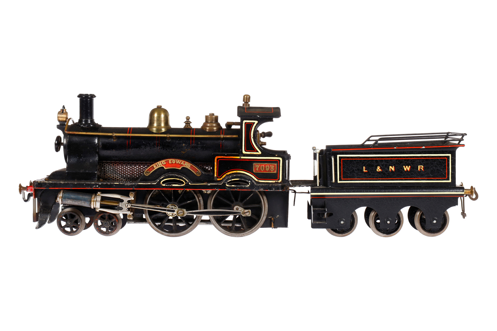 Bing engl. 2-B Dampflok ”King Edward” 7093 LNWR, Spur 2, Spurweite 54, uralt, spiritusbetrieben,