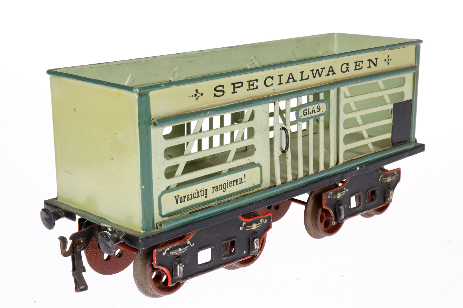 Märklin Glaswagen 1870, Spur 2, Spurweite 54, uralt, HL, mit 2 ST und Gussrädern, unterer Rahmen - Image 2 of 4