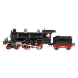 Märklin 2-B Dampflok E 1021, Spur 1, uralt, Uhrwerk intakt, schwarz, mit Tender, 3 imit.