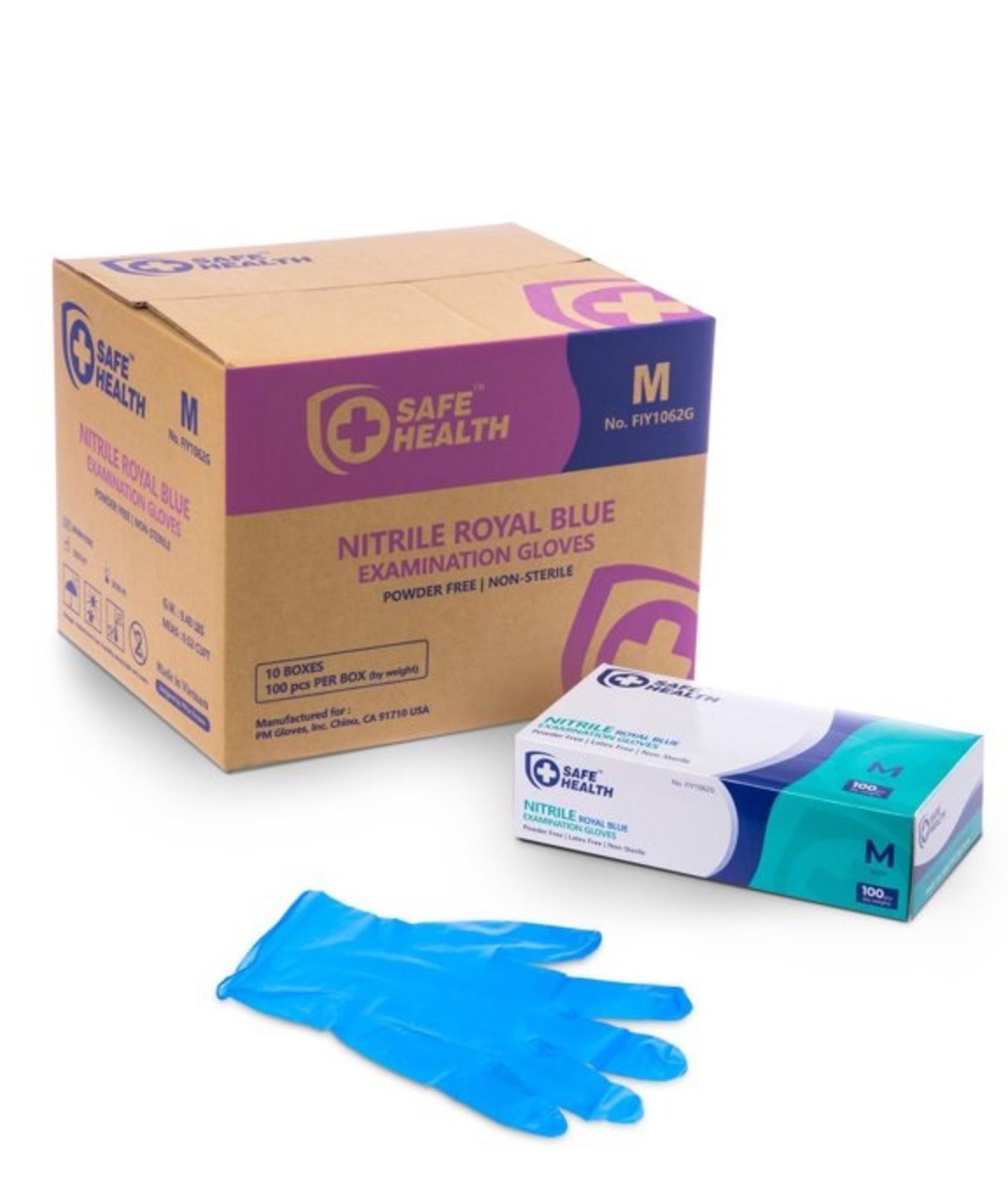 1 pallet of Medium Nitrile Powder Free Gloves. 850 boxes (100 gloves per box) Brand: Safe Health. Si