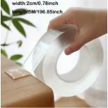 20 x Transparent Nano Tape: Reusable, Washable, Double-Sided Adhesive 2cm x 5m