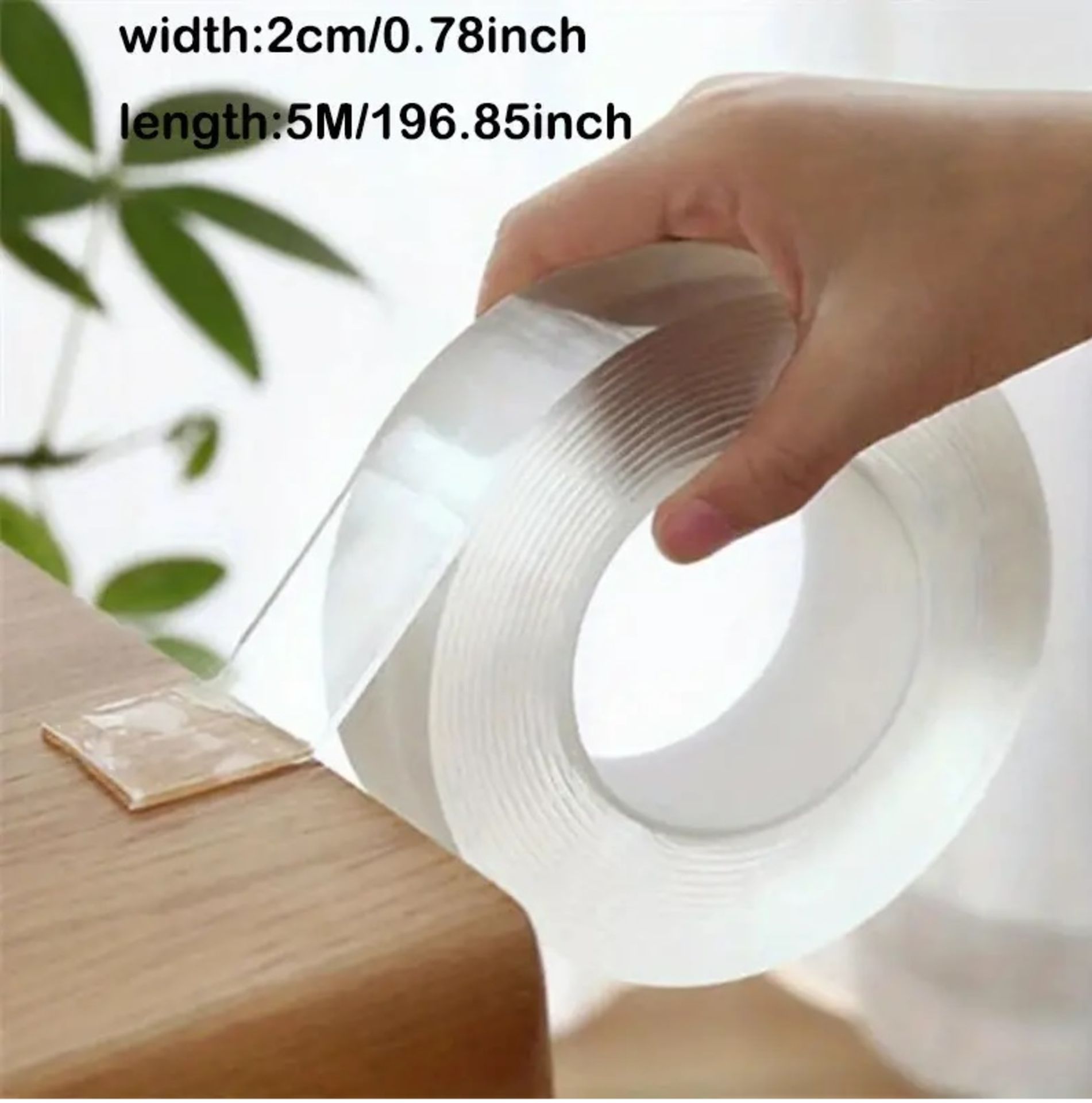 10 x Transparent Nano Tape: Reusable, Washable, Double-Sided Adhesive 2cm x 5m