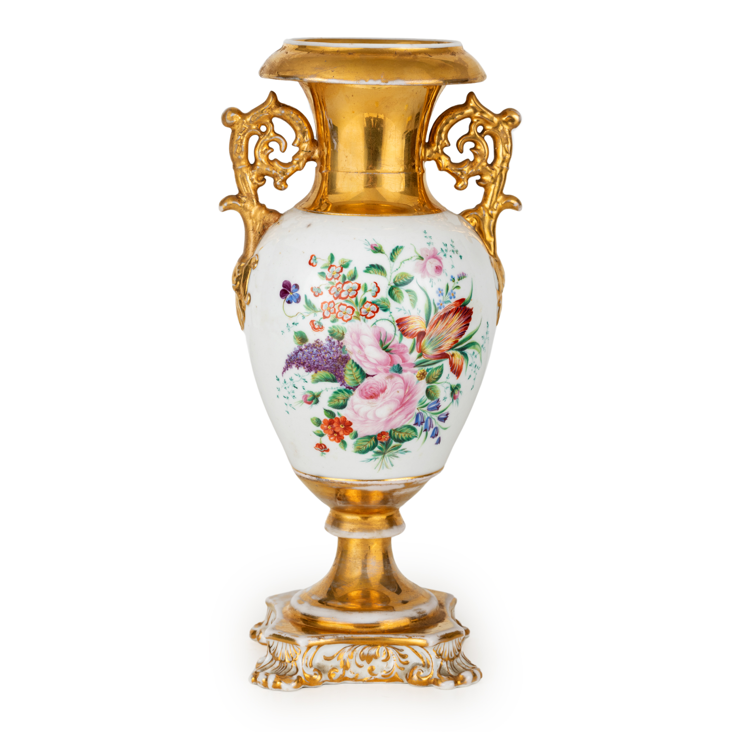 VASO IN PORCELLANA POLICROMA, MANIFATTURA RUSSA O FRANCESE, CIRCA 1840