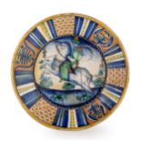 PIATTO DA PARATA IN MAIOLICA POLICROMA, FORNACE DI DERUTA, 1525-1560