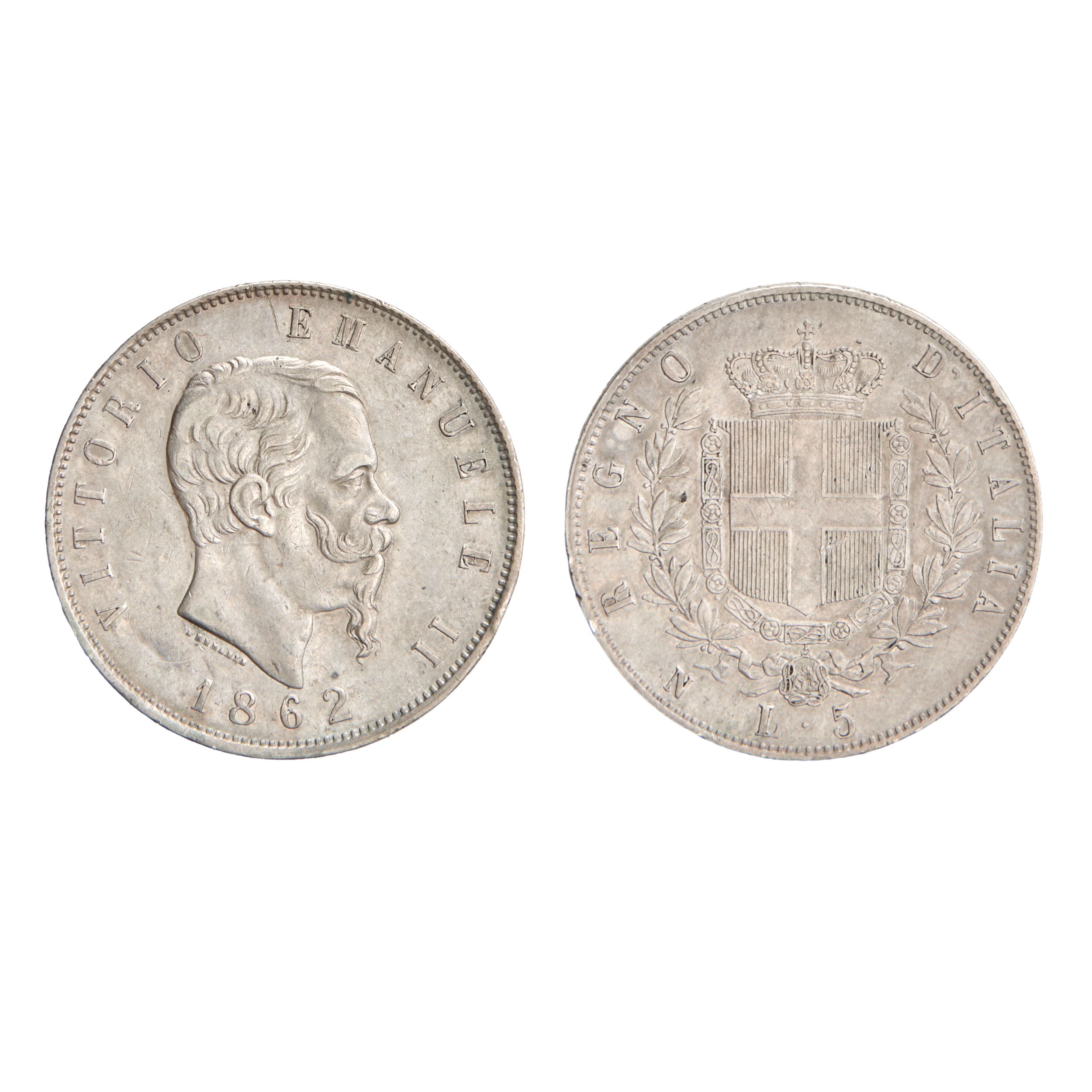 SAVOIA, VITTORIO EMANUELE II (1861-1878), 5 LIRE 1862 II TIPO