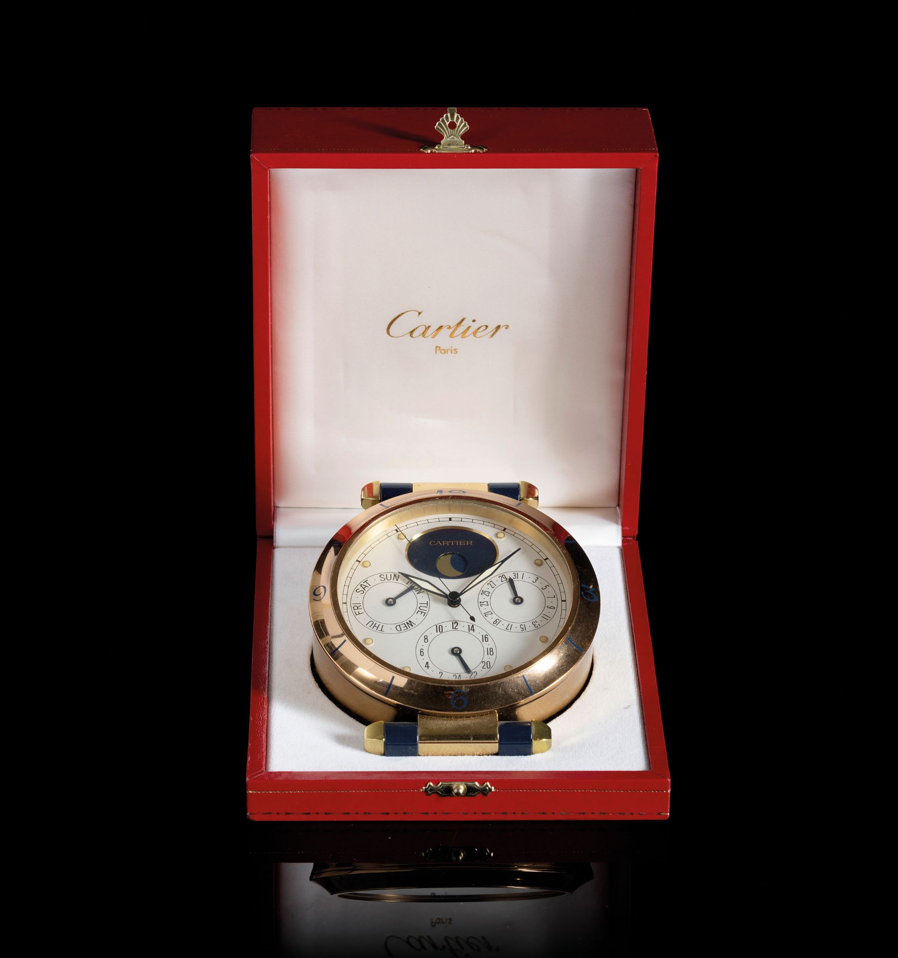 CARTIER, GRANDE OROLOGIO DA SCRIVANIA CON CALENDARIO COMPLETO, IN ASTUCCIO, SVIZZERA 2000 CIRCA - Image 4 of 5