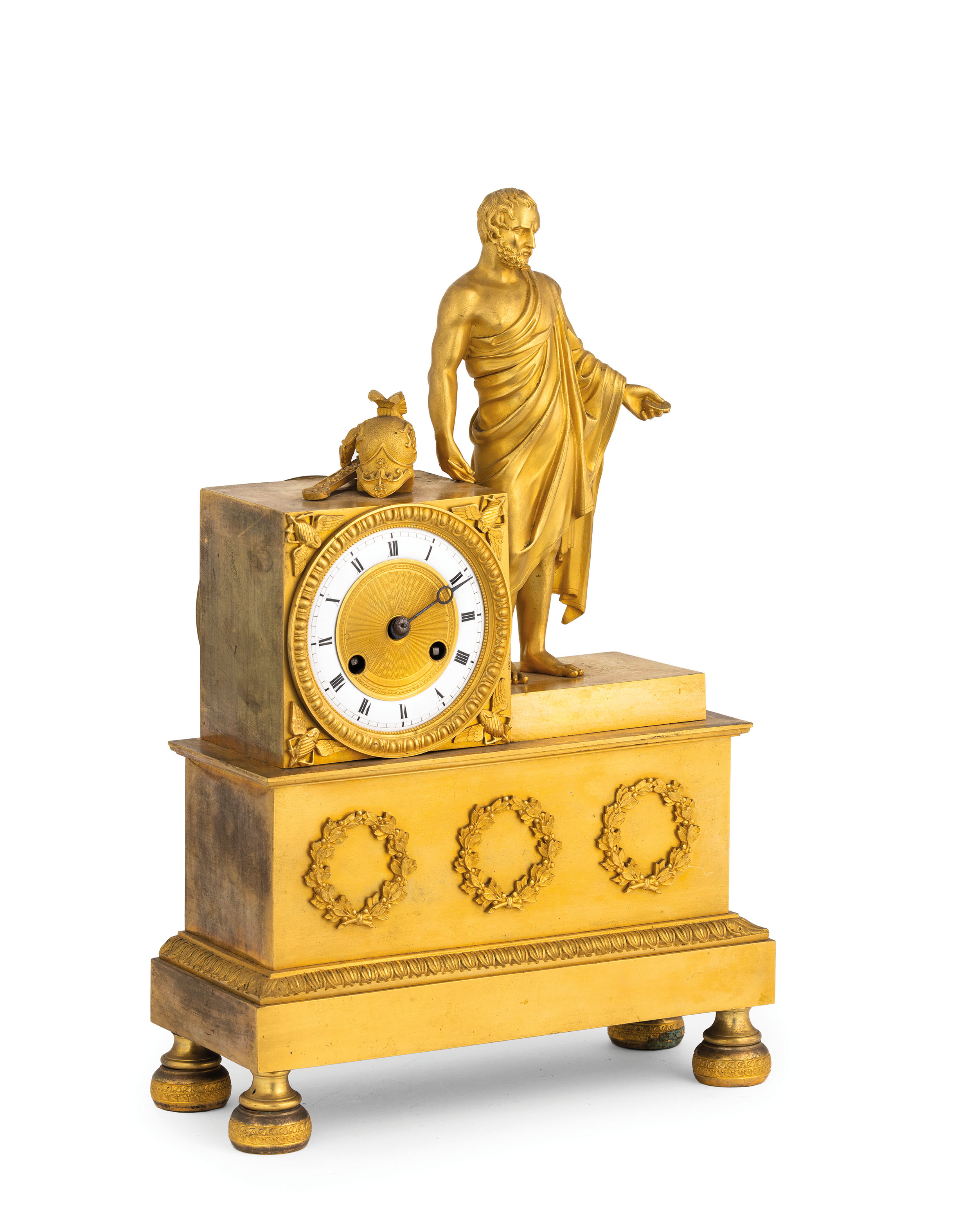 OROLOGIO A PENDOLO D'APPOGGIO IN BRONZO DORATO RAFFIGURANTE SENECA, FRANCIA, 1820 CIRCA - Image 2 of 3