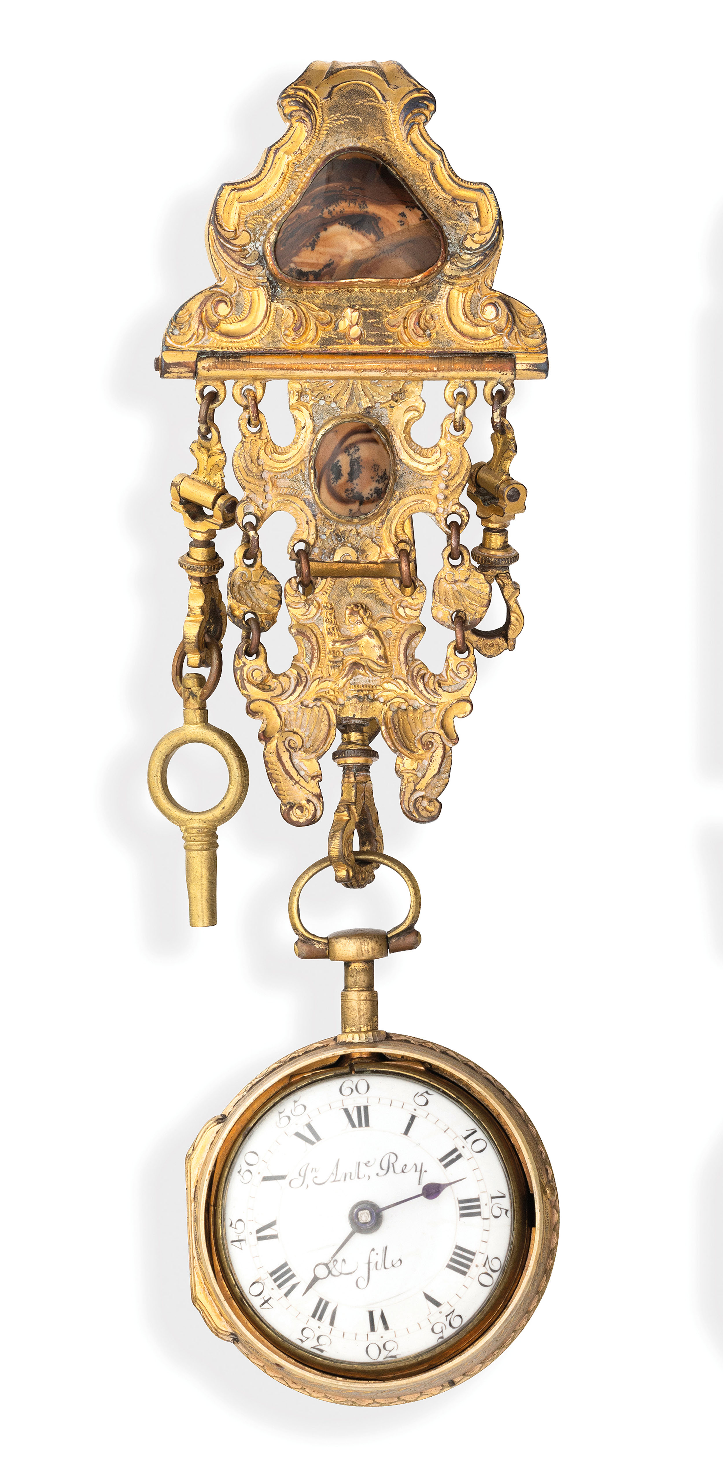 ANTIDE REY & fILS, OROLOGIO DATA TASCA CON SMALTI E CHATELAINE, SVIZZERA 1770 CIRCA - Image 2 of 5