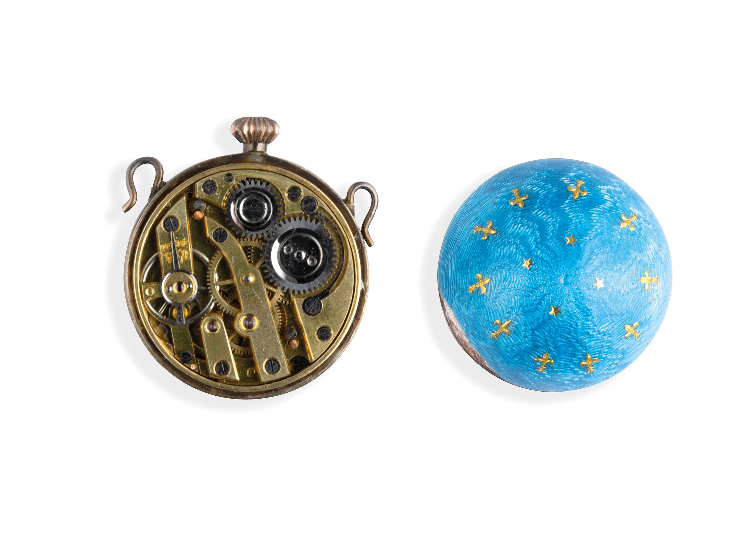 OROLOGIO DA COLLO A SFERA O TRASFORMABILE DA POLSINO, IN ARGENTO SMALTATO, INGHILTERRA 1860 CIRCA - Image 2 of 3