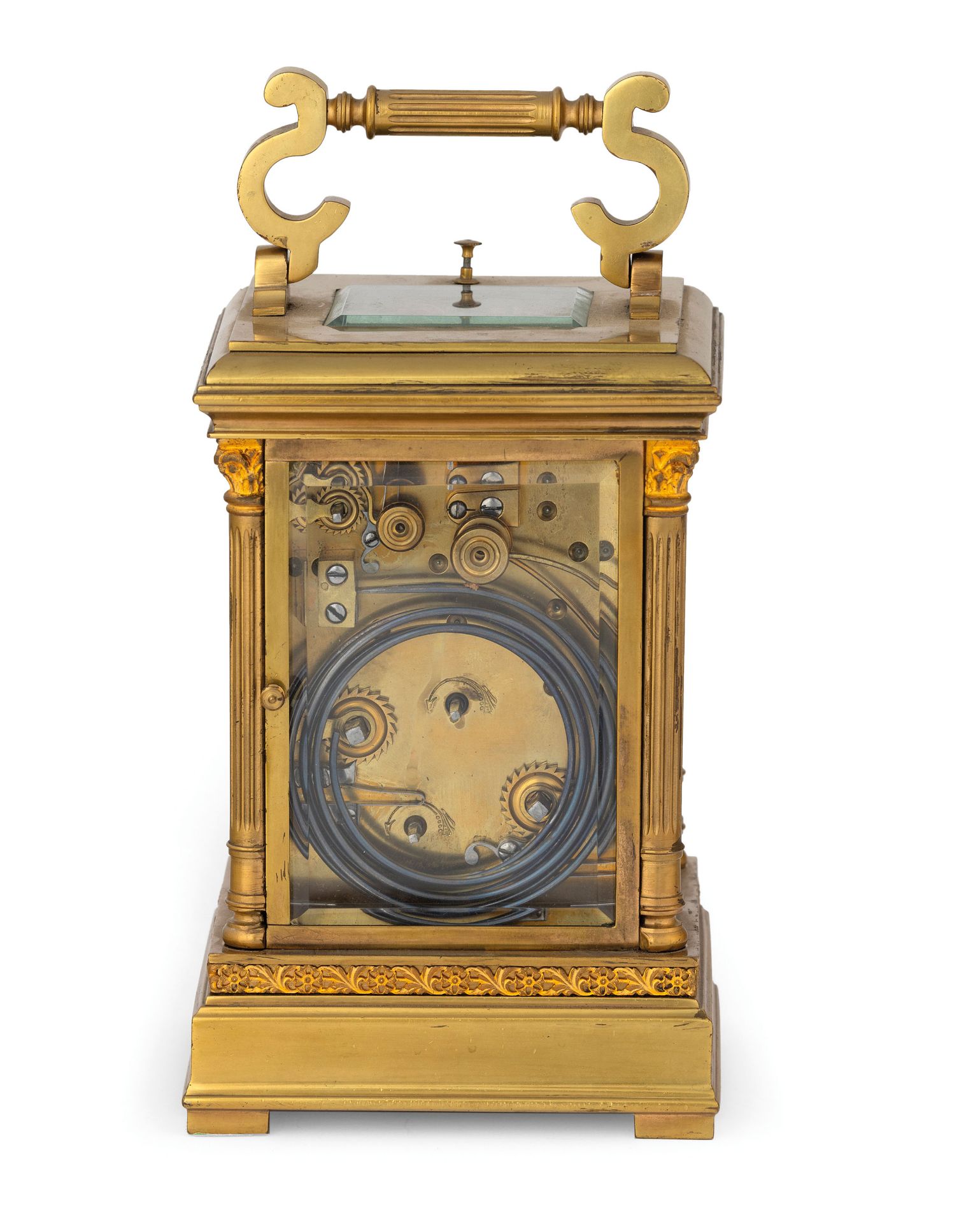 OROLOGIO DA VIAGGIO IN BRONZO DORATO, O PENDULETTE D'OFFICIER, GRANDE E PETITE SONNERIE, FRANCIA, - Bild 2 aus 3