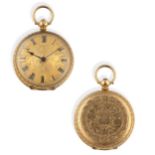 OROLOGIO DA TASCA IN ORO, CON CASSA DECORATA A FIORI, SVIZZERA 1850 CIRCA