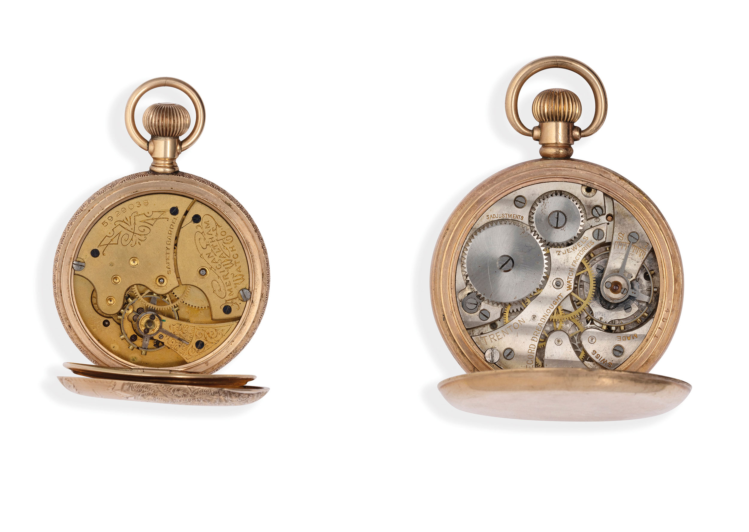 LOTTO COMPOSTO DA DUE OROLOGI IN ORO 14K E LAMINATO, USA, 1892-1900 - Image 3 of 3