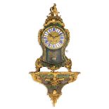 OROLOGIO DA APPOGGIO IN BRONZO DORATO E CORNO VERDE, FRANCIA, XIX SECOLO