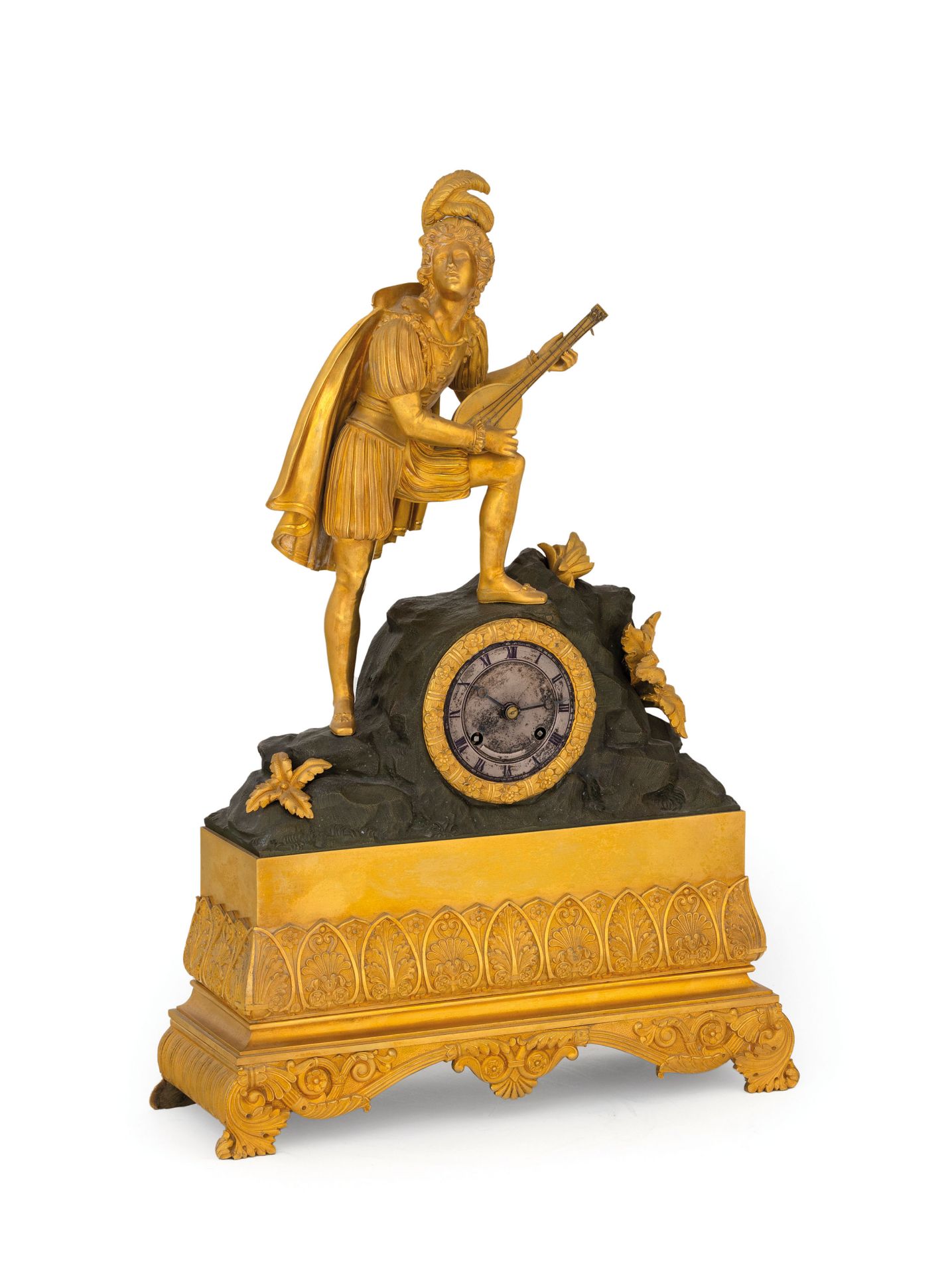 OROLOGIO A PENDOLO D'APPOGGIO IN BRONZO DORATO, CON MENESTRELLO, FRANCIA 1850 CIRCA - Bild 2 aus 5