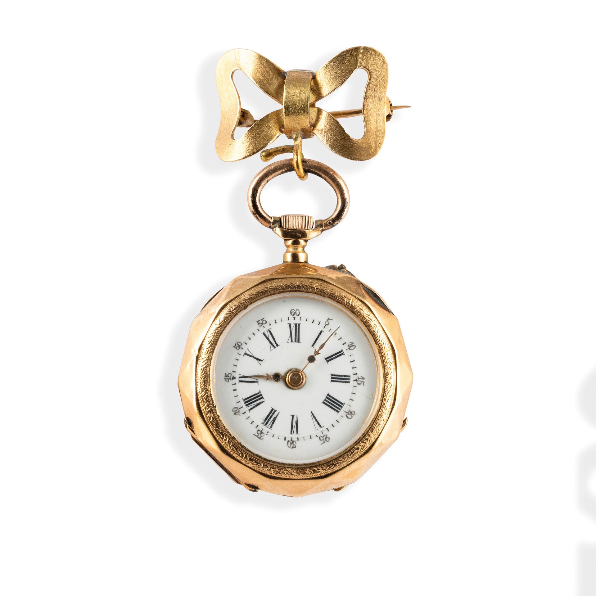 ANONIMO, OROLOGIO SPILLA DA DONNA IN ORO, FRANCIA 1910 CIRCA - Image 2 of 5