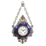 WALT OROLOGIO DA PARETE IN PORCELLANA BLU E BRONZI DORATI, GERMANIA XX SECOLO