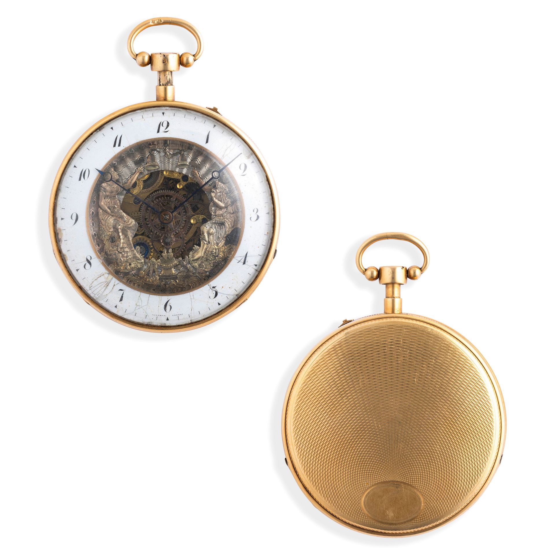 VAUCHER FRERES, OROLOGIO DA TASCA IN ORO CON JACQUEMART E SUONERIA ORE E QUARTI, SVIZZERA 1820 CIRCA - Image 2 of 5