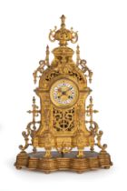 IMPONENTE OROLOGIO A PENDOLO D'APPOGGIO IN BRONZO DORATO, FRANCIA 1850 CIRCA