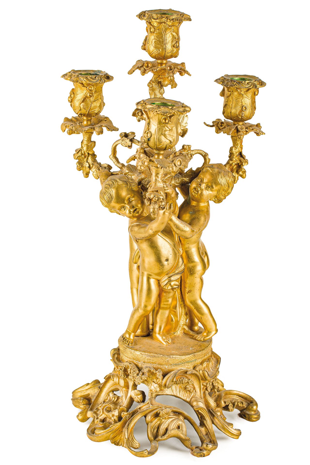 COPPIA DI CANDELABRI IN BRONZO DORATO, FRANCIA, XIX SECOLO - Bild 2 aus 4