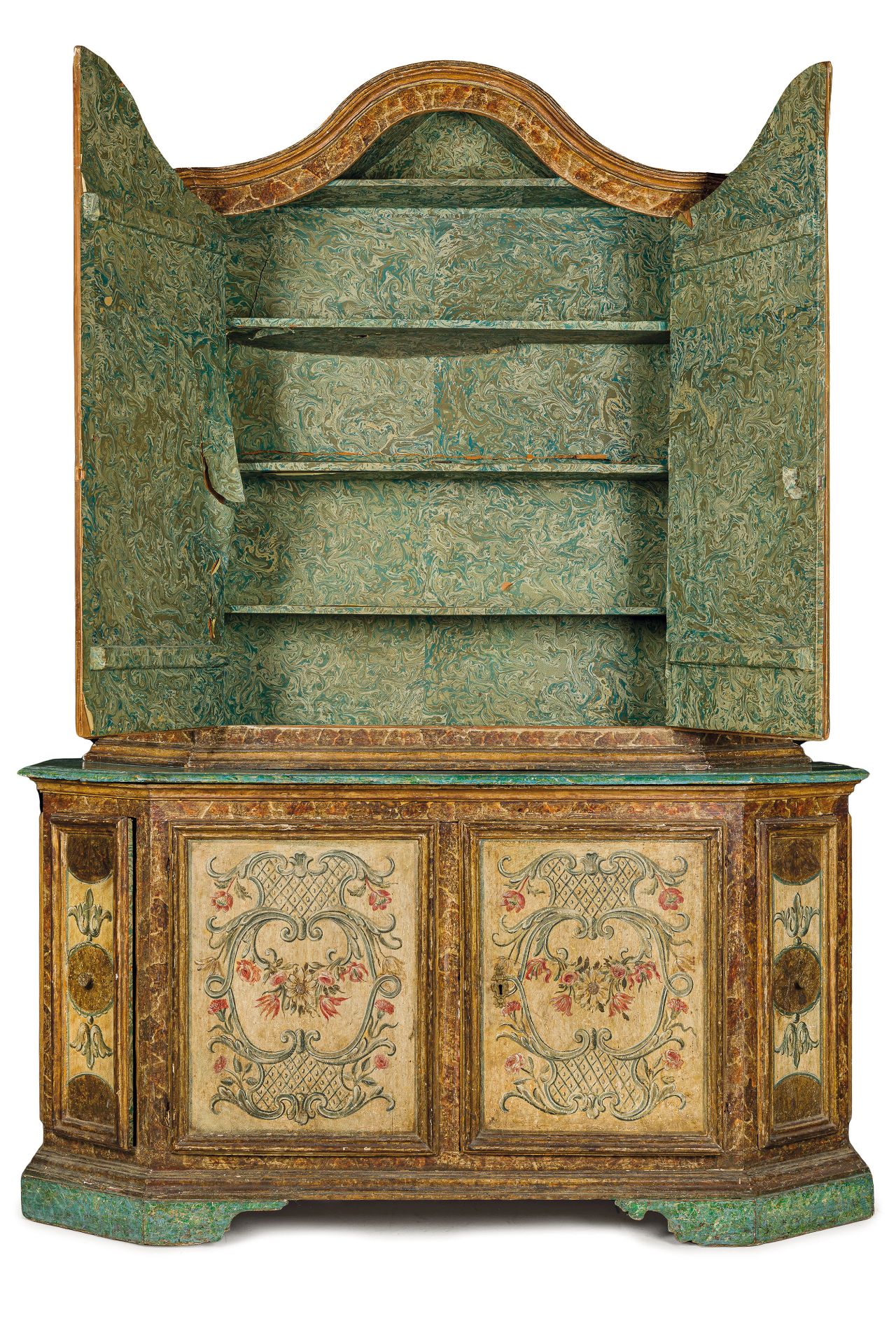 CREDENZA A DUE CORPI IN LEGNO LACCATO,REGNO DELLE DUE SICILIE, XVII-XVIII SECOLO - Bild 2 aus 4