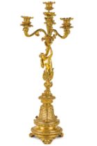 COPPIA DI CANDELABRI IN BRONZO DORATO, SECONDA METÀ DEL XIX SECOLO