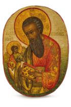 ICONA RAFFIGURANTE L'EVANGELISTA MATTEO, RUSSIA, XIX SECOLO