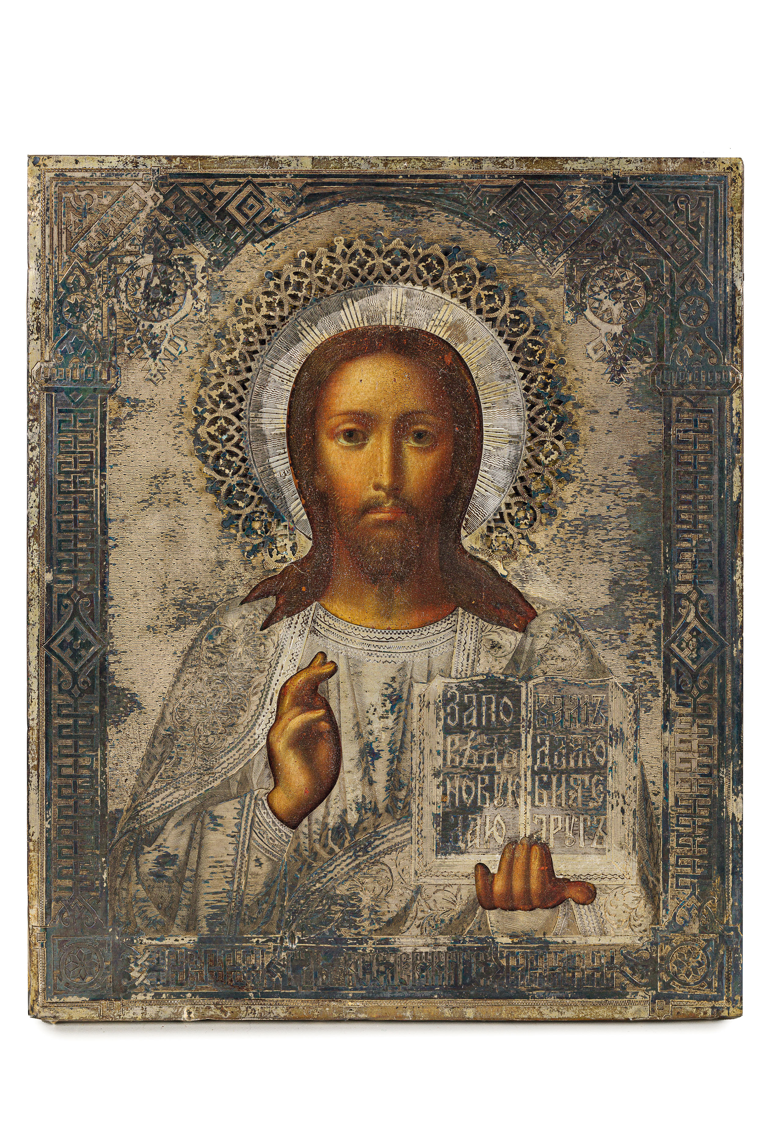 ICONA RAFFIGURANTE CRISTO CON RIZA IN ARGENTO, MOSCA, 1887