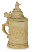 TANKARD IN AVORIO, FRANCIA, XIX SECOLO, FIRMATO L. MULET