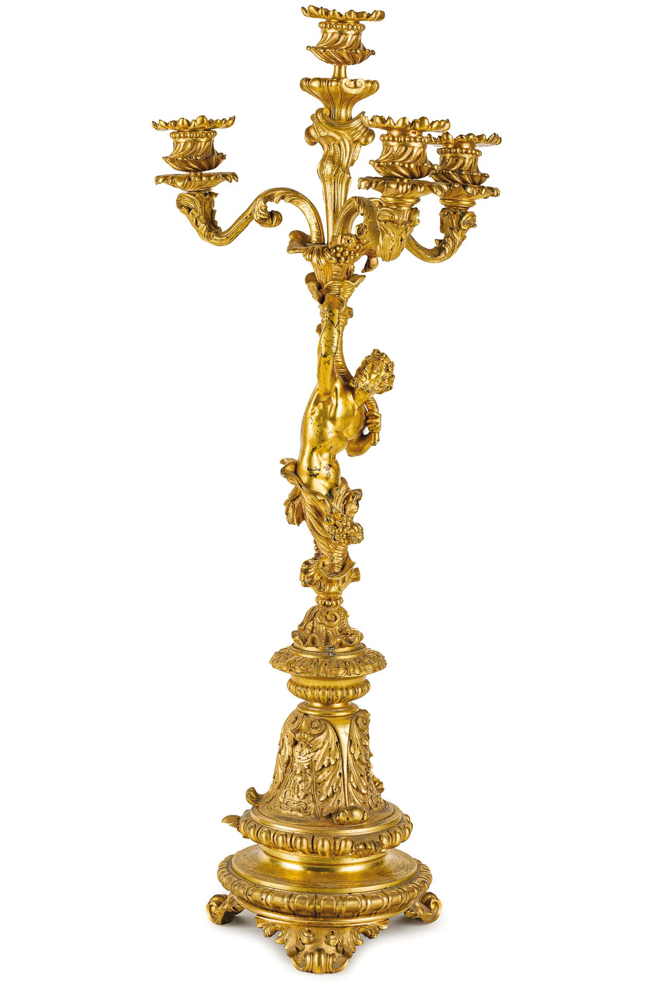 COPPIA DI CANDELABRI IN BRONZO DORATO, SECONDA METÀ DEL XIX SECOLO - Bild 2 aus 3