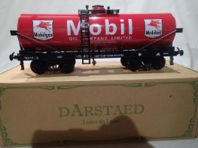 Darstaed O gauge Bogie oil tanker Mobil, in near mint condition, boxed. UK P&P Group 1 (£16+VAT