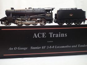 Ace Trains O gauge class 8F satin black, 48624, Late Crest, in near mint condition, storage wear