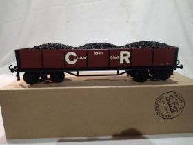 ETS/Raylo O gauge Bogie loco coal wagon with load, Caledonian railway brown, in near mint