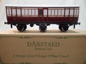 Darstaed O gauge, six wheel Clemenson type coach, Caledonian Railway full brake, in near mint