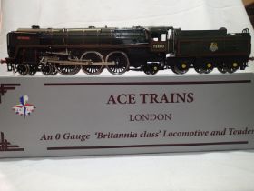 Ace Trains O gauge, Britannia 70000, Green, Early Crest, in near mint condition, slight storage wear