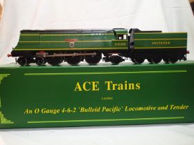 Ace Trains O gauge Bullied Pacific Padstow 21C108, Southern Green, in near mint condition, storage