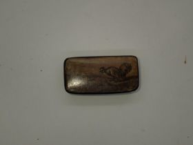 Georgian lacquered snuff box, L: 65 mm. UK P&P Group 1 (£16+VAT for the first lot and £2+VAT for