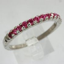925 silver ring set with rubies, size R. UK P&P Group 0 (£6+VAT for the first lot and £1+VAT for