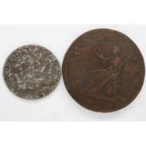 1827 USA silver 10 cents and a 1813 Commerce token: Marquis Wellington. UK P&P Group 0 (£6+VAT for