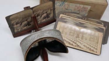 Edwardian Underwood & Underwood stereoscope with approximately thirty slides. Not available for in-