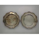 A pair of hallmarked silver trays, each D: 10 cm, combined 105g. UK P&P Group 1 (£16+VAT for the