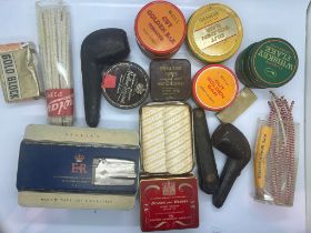 Quantity of smoking paraphernalia, pipe, tins and lighters etc. Not available for in-house P&P