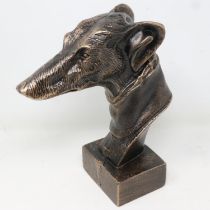 Bronzed cast iron greyhound bust, H: 22 cm. UK P&P Group 2 (£20+VAT for the first lot and £4+VAT for