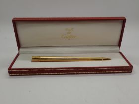 Must De Cartier gold plated ball point pen in original Cartier box. UK P&P Group 1 (£16+VAT for