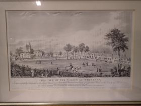 J D Challener print of the Cheshire village of Kenbury, 1848, 30 x 45 cm. Not available for in-house