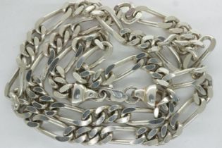 925 silver Figaro neck chain, L: 48 cm. UK P&P Group 1 (£16+VAT for the first lot and £2+VAT for