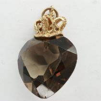 9ct gold mounted smokey quartz pendant, H: 32 mm, 6.7g. UK P&P Group 0 (£6+VAT for the first lot and